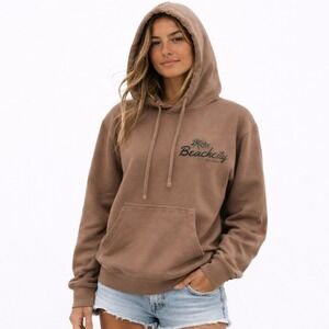 Beachcity San Diego Surf Shop Hoodie Women Small Brown Graphic Pullover Beachy